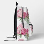 水彩ピンク花模様ピンク牡丹ピンクバラ プリントバックパック (左)