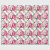 水彩ピンク花模様ピンク牡丹ピンクバラ ラッピングペーパー (フラット)