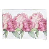 水彩ピンク花模様ピンク牡丹ピンクバラ 枕カバー (正面)