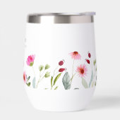 水彩ピンク花模様名パーソナライズされたモノグラム (左面)