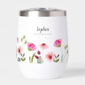 水彩ピンク花模様名パーソナライズされたモノグラム (正面)