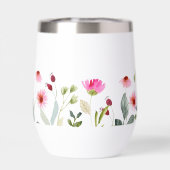 水彩ピンク花模様名パーソナライズされたモノグラム (背面)