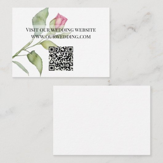 水彩ピンク花模様牡丹バラ結婚ズ エンクロージャーカード (正面/裏面)