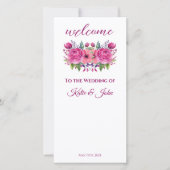 水彩ピンク花花花花束 – 結婚式 プログラム- (正面)