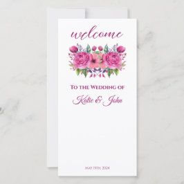 水彩ピンク花花花花束 – 結婚式 プログラム-