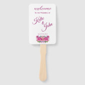 水彩ピンク花花花花束 – 結婚式 プログラム- ハンドファン (正面)