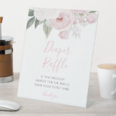 水彩ピンク花赤ちゃんシャワーモモモザバー看板 台座サイン (インサイチュ)