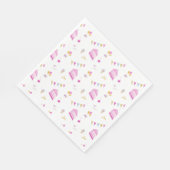 水彩ピンク誕生日の装飾とケーキ スタンダードランチョンナプキン (角)