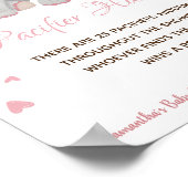 水彩ピンク象の女の子の赤ちゃんシャワーのサイン ポスター (角)