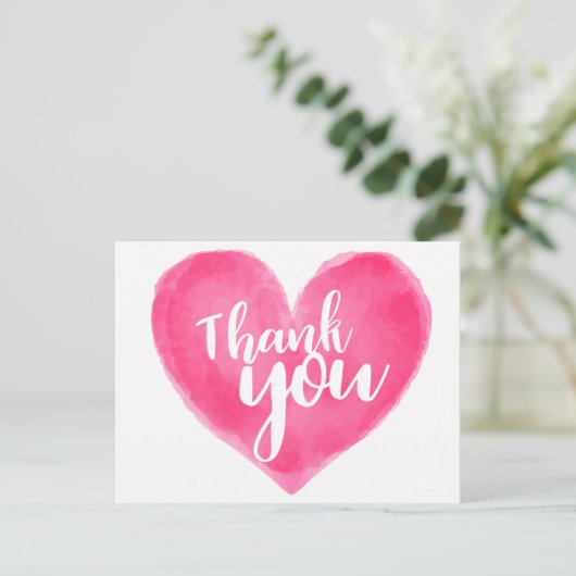 水彩ピンク赤いハートありがとう結婚-'s Love ポストカード (スタンド正面)