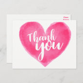 水彩ピンク赤いハートありがとう結婚-'s Love ポストカード (正面/裏面)