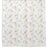 水彩ピンク赤いバラの手絵を描 シャワーカーテン (正面)