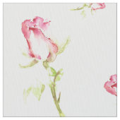 水彩ピンク赤いバラの手絵を描 ファブリック (クローズアップ)