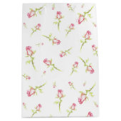 水彩ピンク赤いバラの手絵を描 ミディアムペーパーバッグ (正面)