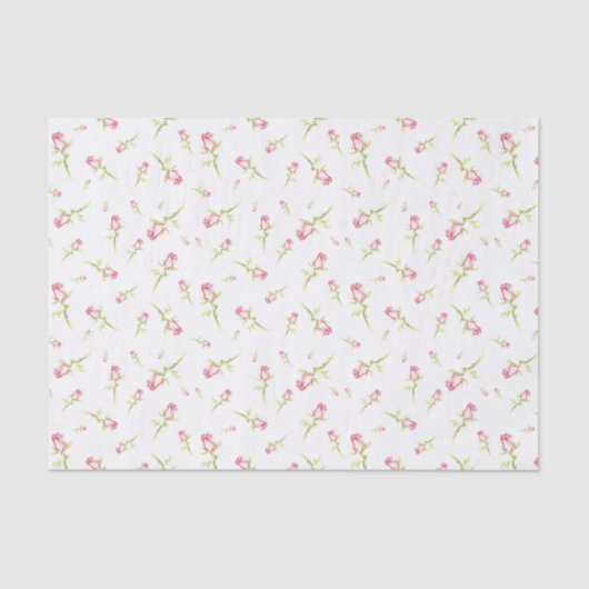 水彩ピンク赤いバラの手絵を描 薄葉紙 (正面)