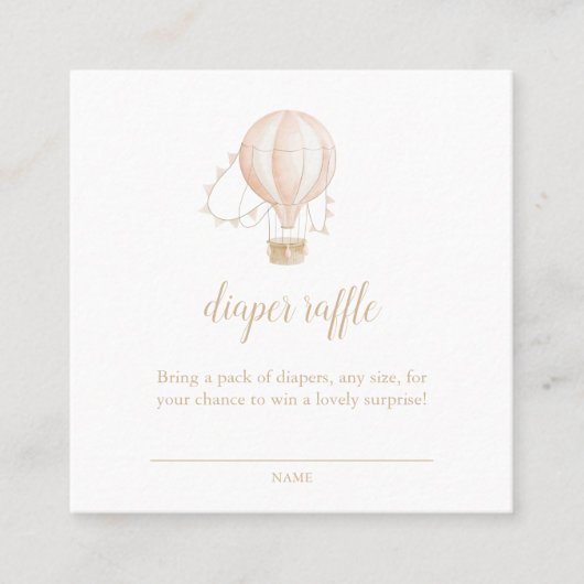 水彩ピンク赤ちゃんシャワーおむつラッフルカード スクエア名刺 (正面)