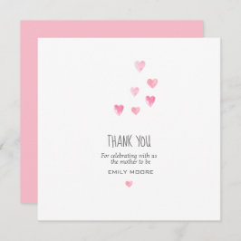 水彩ピンク赤面ハートシンプル感謝していyou サンキューカード