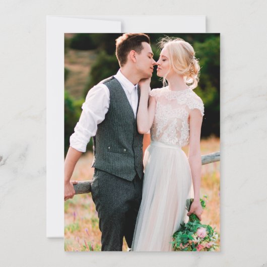 水彩ピンク赤面バラ写真金ゴールド枠 セーブザデート (裏面)