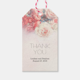 水彩ピンク赤面バラ結婚ズ ギフトタグ