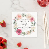 水彩ピンク赤面バラ。フローラ庭園の結婚式 スタンダードカクテルナプキン (インサイチュ)