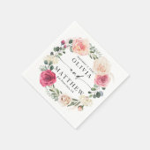 水彩ピンク赤面バラ。フローラ庭園の結婚式 スタンダードカクテルナプキン (角)