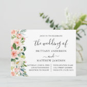 水彩ピンク赤面フローラセージ結婚グリーン 招待状 (スタンド正面)