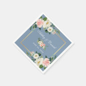 水彩ピンク赤面フローラダスティブルー結婚ズ スタンダードカクテルナプキン (角)