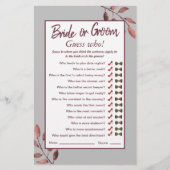 水彩ピンク赤面フローラブライダルシャワーゲーム (正面)