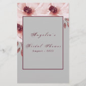 水彩ピンク赤面フローラブライダルシャワーゲーム (裏面)