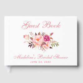 水彩ピンク赤面フローラブライダルシャワー ゲストブック