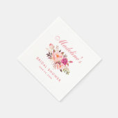 水彩ピンク赤面フローラブライダルシャワー スタンダードカクテルナプキン (角)