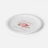 水彩ピンク赤面フローラブライダルシャワー ペーパープレート (アングル)