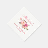水彩ピンク赤面フローラベビーシャワー スタンダードカクテルナプキン (角)