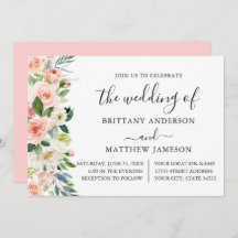 水彩ピンク赤面フローラ書結婚跡