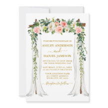 水彩ピンク赤面フローラ結婚のキャノピー