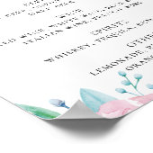 水彩ピンク赤面フローラ結婚スクリプトの飲み物 ポスター (角)