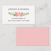 水彩ピンク赤面フローラ結婚ズレジストリ エンクロージャーカード (正面/裏面)