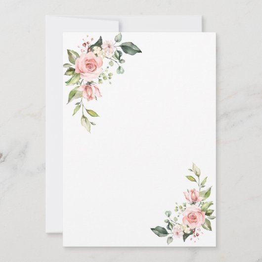 水彩ピンク赤面フローラ金ゴールド50誕生日 招待状 (裏面)