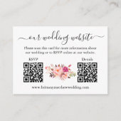 水彩ピンク赤面フローラ2 QR RSVP詳細 エンクロージャーカード (正面)