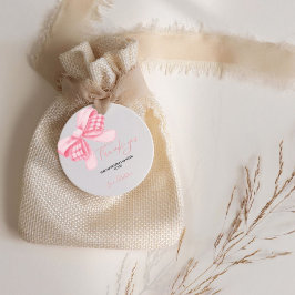 水彩ピンク赤面ボウベイビーシャワーありがとう フェイバータグ