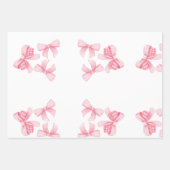 水彩ピンク赤面リボンパーティー ラッピングペーパーシート (正面2)