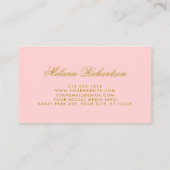 水彩ピンク赤面白フローラ金ゴールド エレガント 名刺 (裏面)