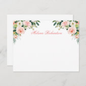 水彩ピンク赤面白フローラ ノートカード (正面/裏面)