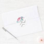 水彩ピンク赤面結婚フローラ感謝していのユー ラウンドシール (封筒)
