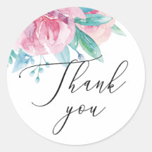 水彩ピンク赤面結婚フローラ感謝していのユー