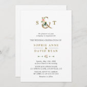 水彩ピンク赤面花アンパサンド結婚ズ 招待状 (正面/裏面)