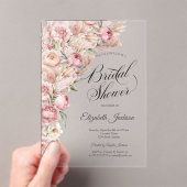 水彩ピンク赤面花ブライダルシャワー アクリル招待状 (インサイチュ (ポータブル))