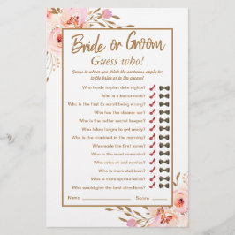 水彩ピンク赤面金ゴールドバラブライダルシャワーゲーム