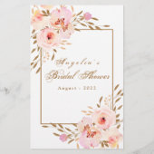 水彩ピンク赤面金ゴールドバラブライダルシャワーゲーム (裏面)