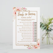 水彩ピンク赤面金ゴールドバラブライダルシャワーゲーム (スタンド正面)